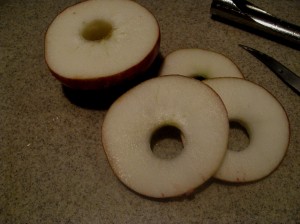 cut up cored apple